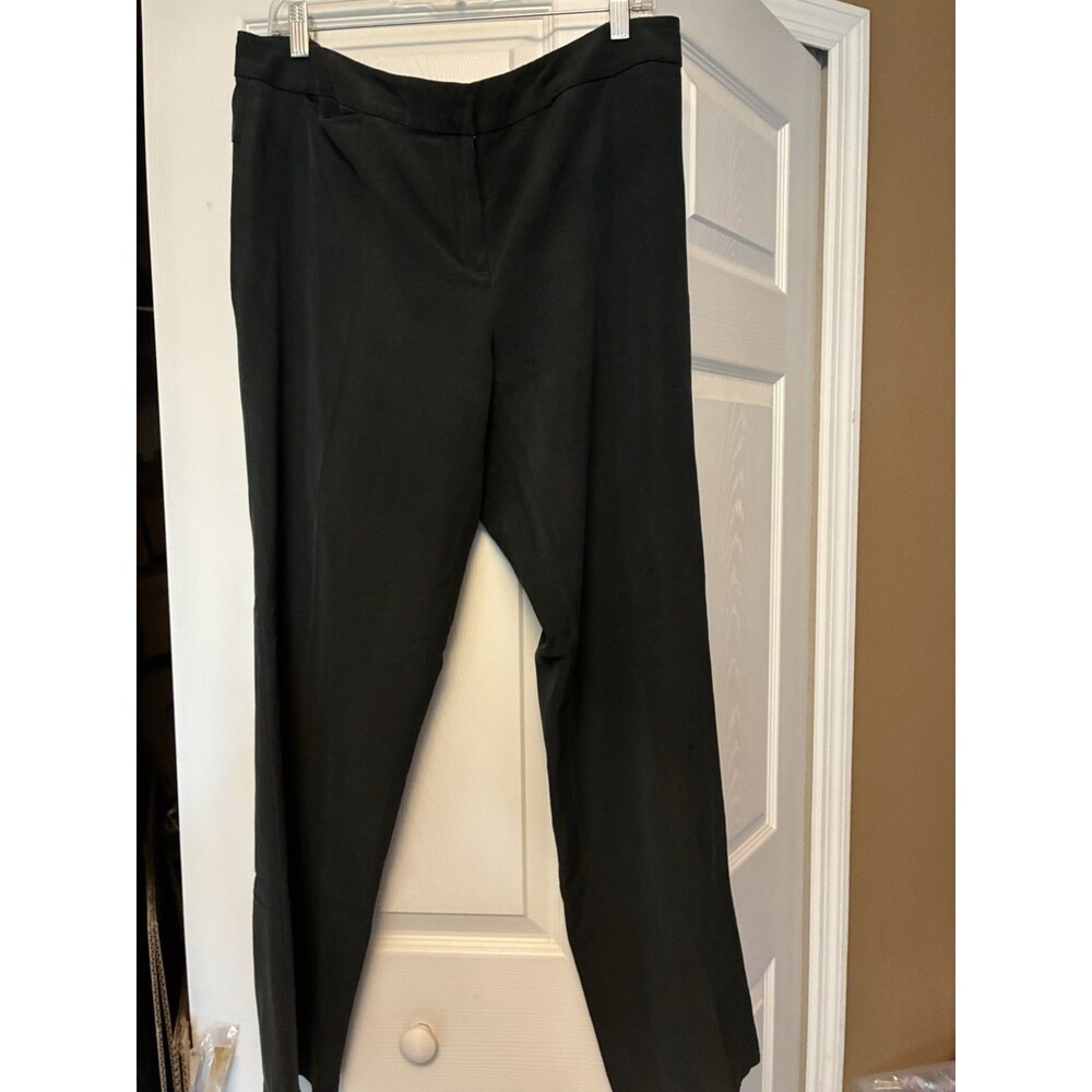 Eileen Fisher Silk Blend Pants Size Large Black Zipper Front Straight